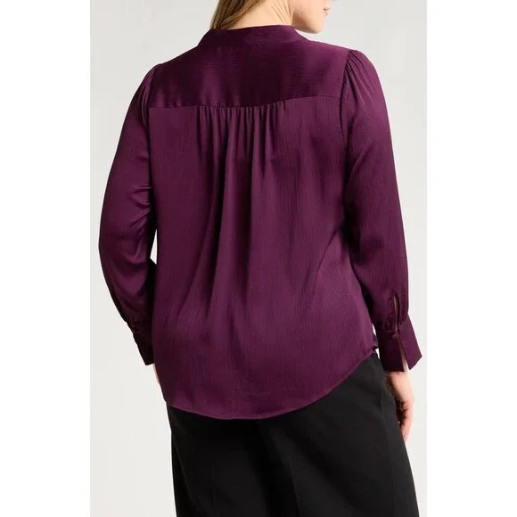 Anne Klein Split‑Neck Textured Woven Tunic Top – Size M – NWT – $99 - Picture 2 of 4